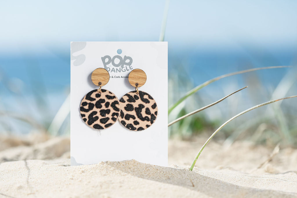 Black Leoprad Orbit Drops Earrings  30m