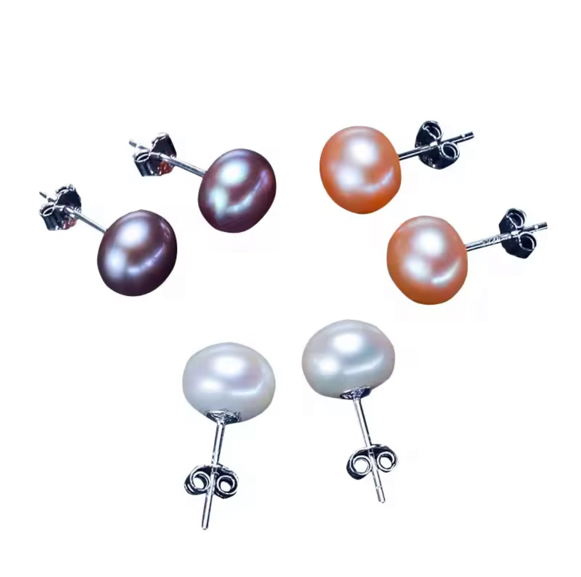 Black Pink White pearl Studs 