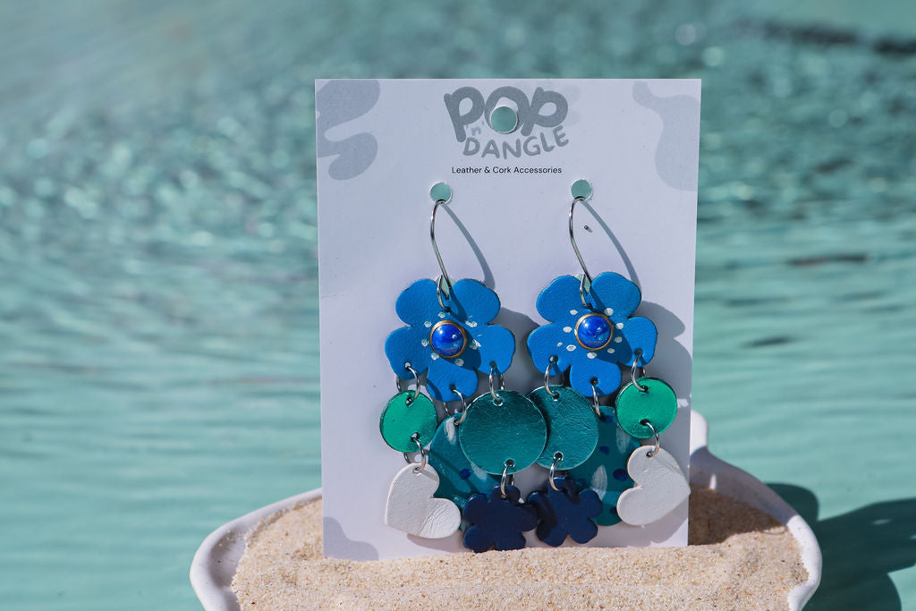 Blue Flower Statement Earrings 