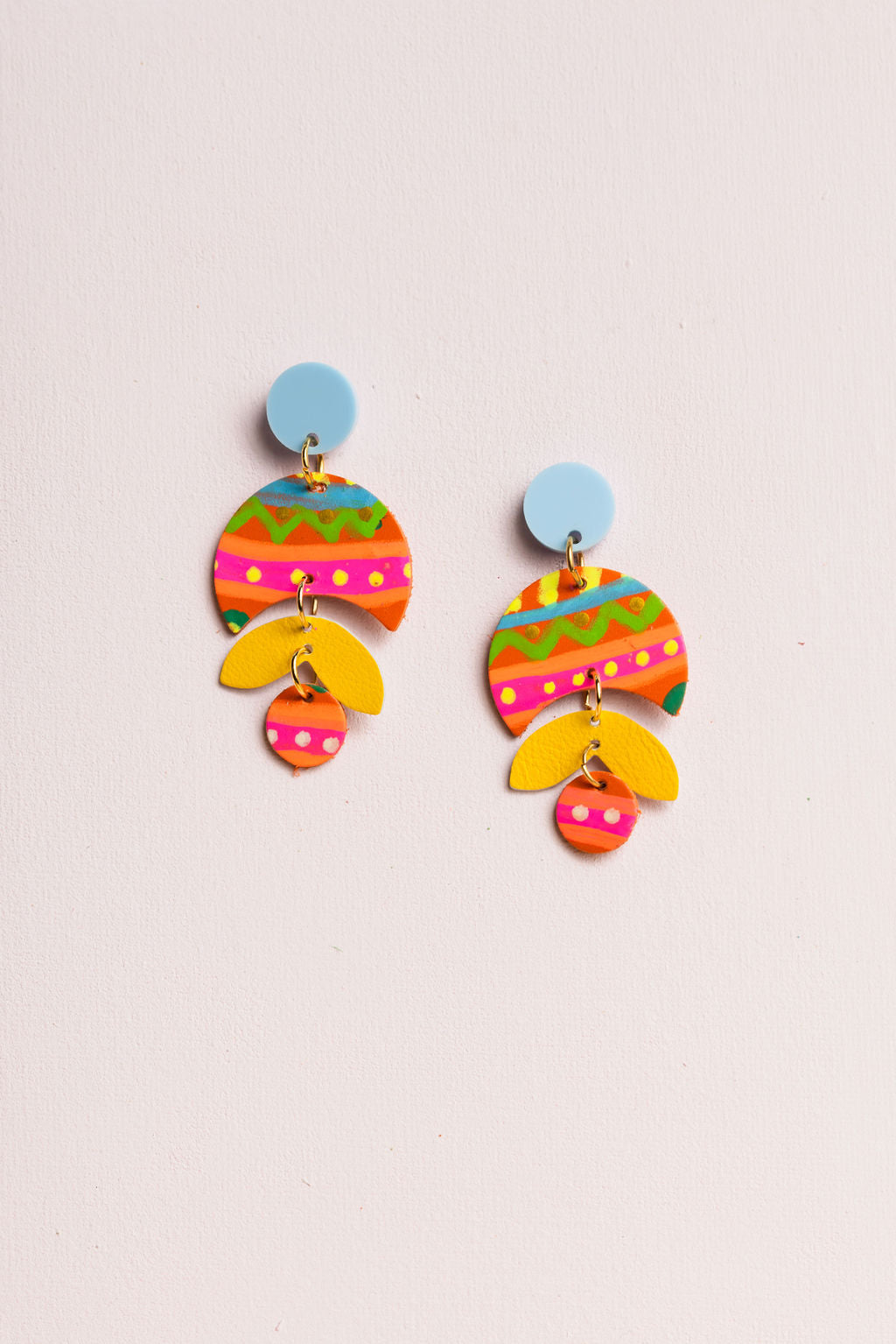 Blue Handpainted Statement Earrings 