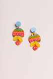Blue Handpainted Statement Earrings 