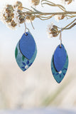 Handpainted Blue Metallic kangaroo leather earrings 