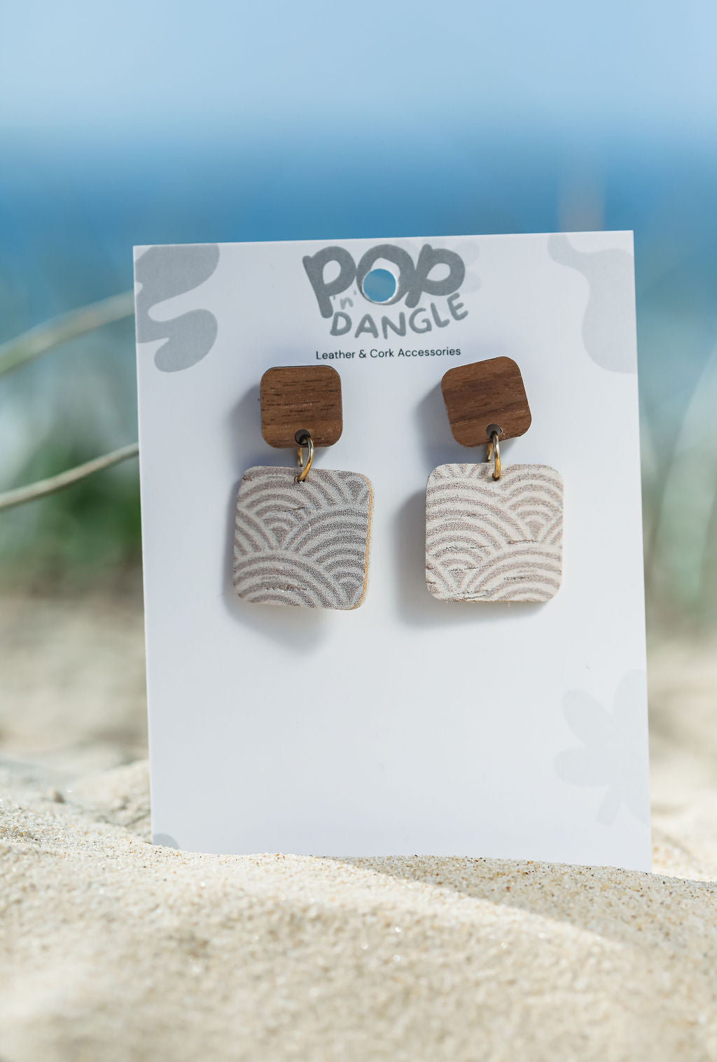 Boho Swirls Squares Drop Earrings 
