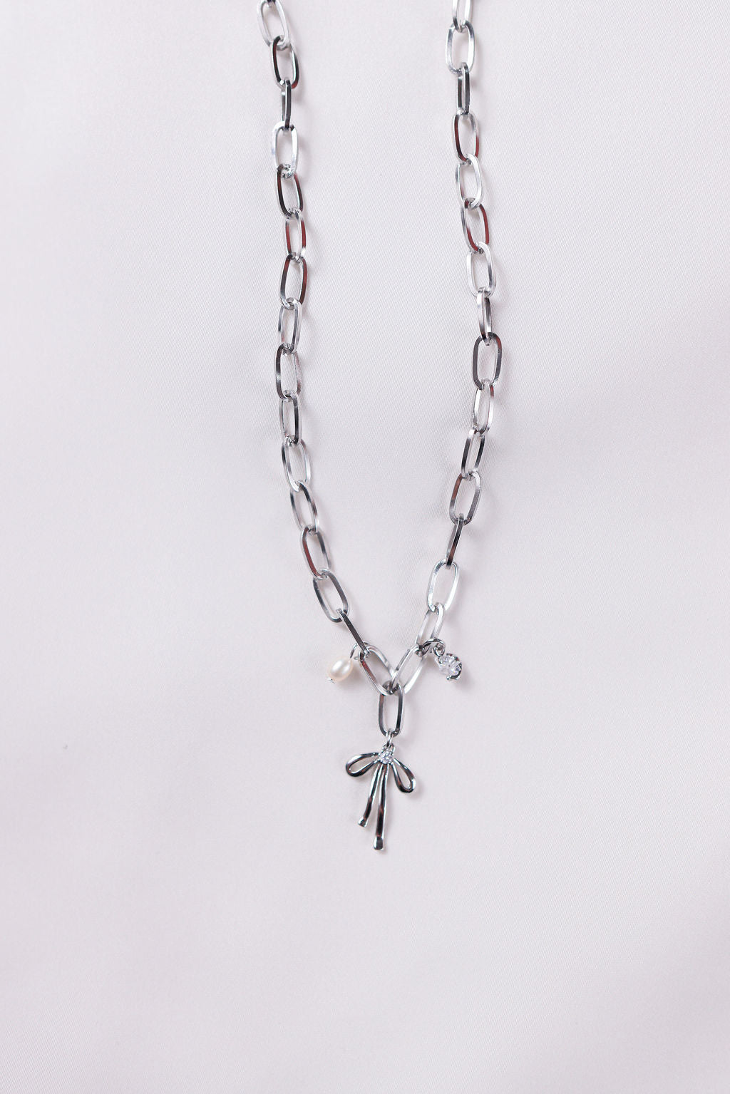 Bow & Pearl Charm Necklace