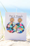 Colorful Circles Orbit Drops 40 mm leather Earrings 