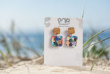 Colourfull Circles Chic Square leather earrings 