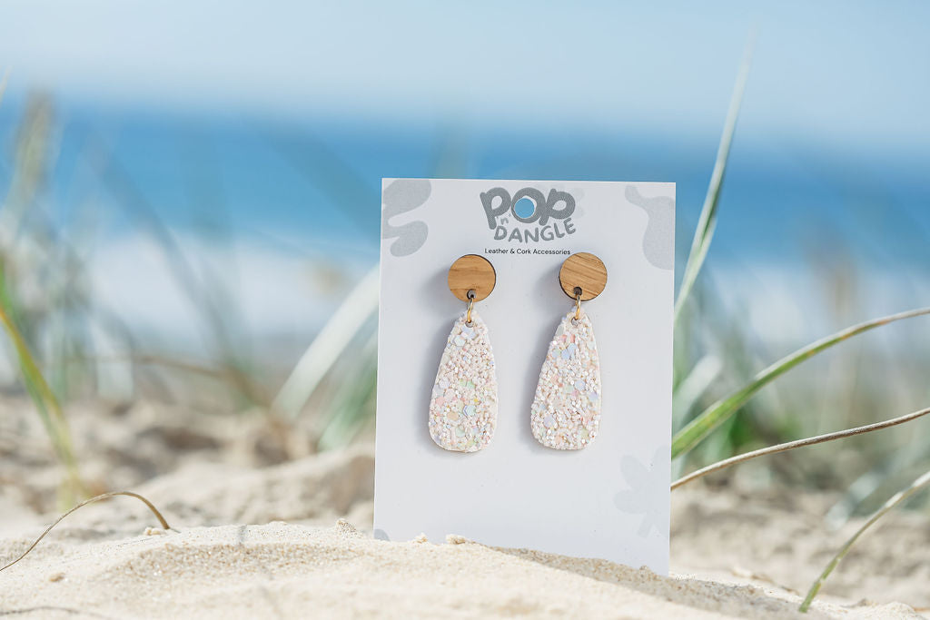 Cream Sparkle Luxe Drops Earrings 