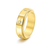 Starburst CZ Spinner Anxiety Ring | Gold & Silver