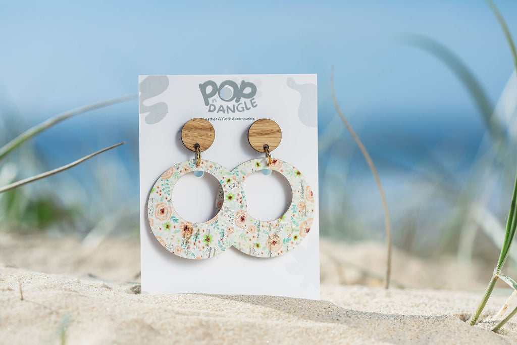 Daisy- Cork- Leather -Earrings 