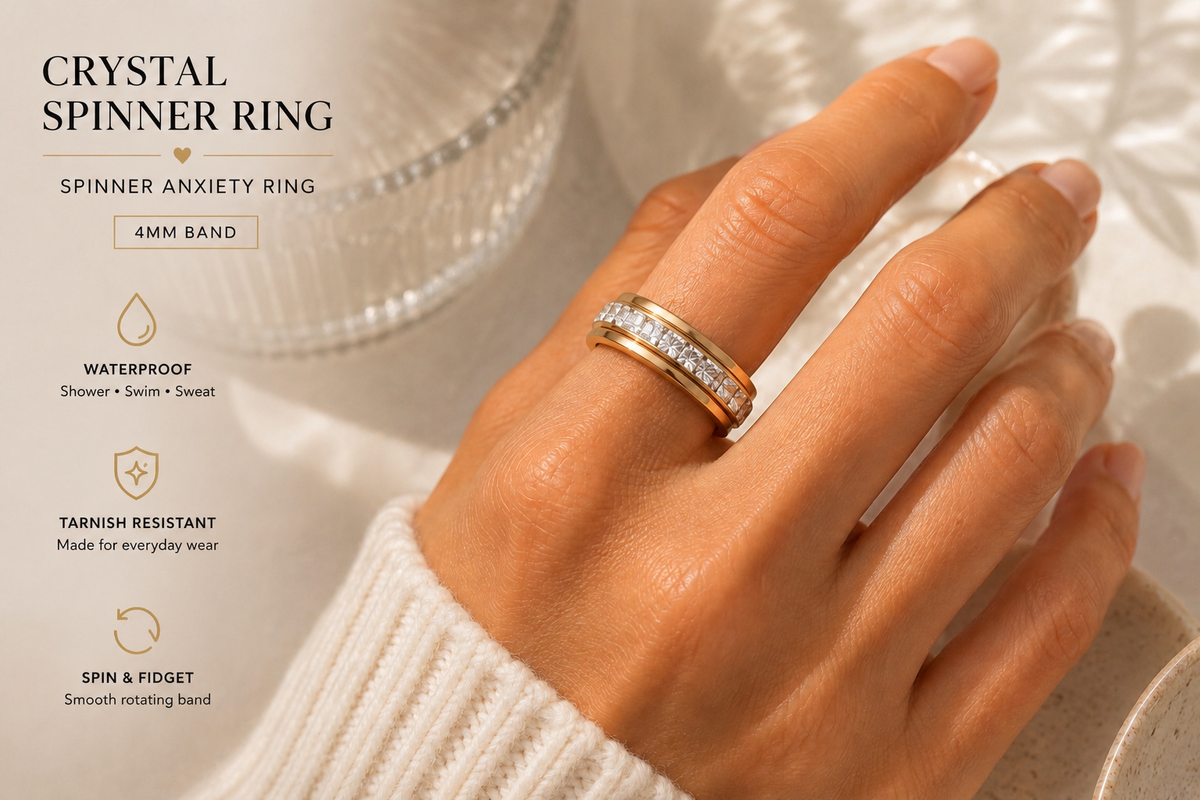 Crystal Spinner Anxiety Ring | Gold & Silver