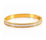 Gold Baguette Crystal Bangle