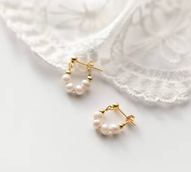 Pearl U Hoops – 18K Gold Plated Silver