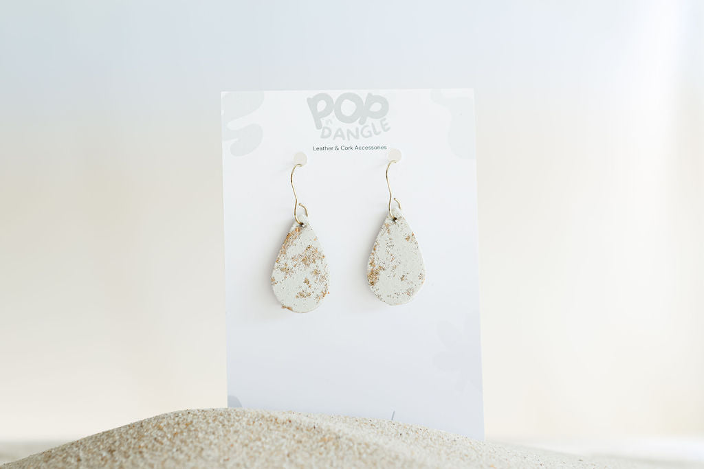 Gold Marble Mini Tear Drop Earrings 