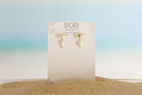Gold Bow Pearl Drop Earrings 