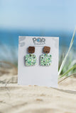 Green Sparkle Squares Drop Earrings