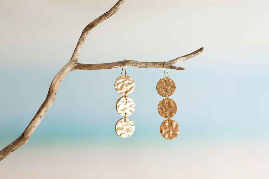 Hammered Gold Infinity Drop Earrings 