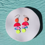 Hot Pink Cascade Quartet Statement Earrings 