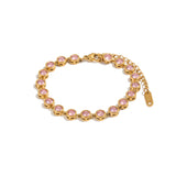 Pink Crystal Tennis Bracelet | Gold & Silver