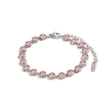 Pink Crystal Tennis Bracelet | Gold & Silver