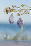 lavender embossed leather earrings 