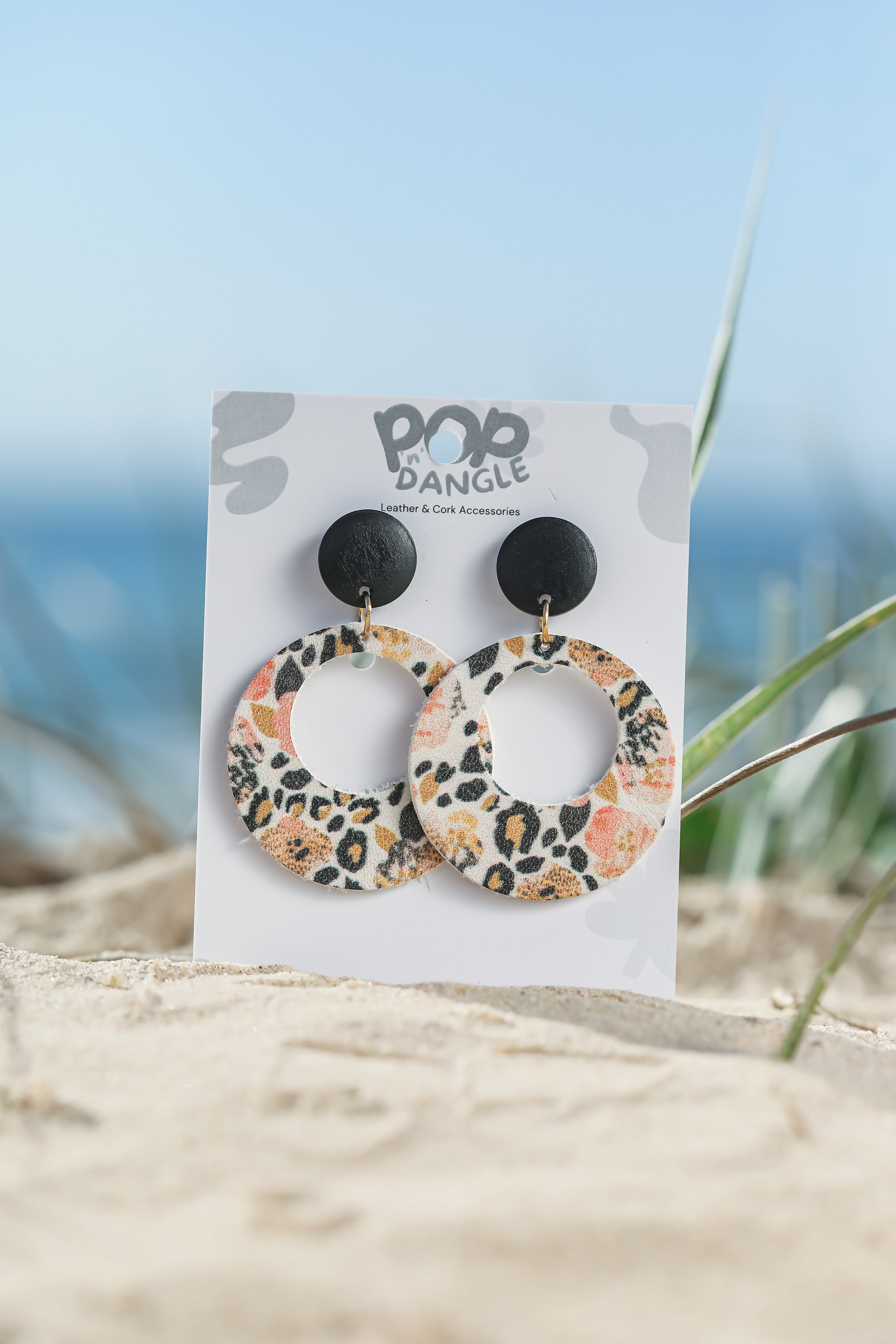 Leopard Floral Hoop  Earrings 