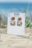 Leopard Floral Square Drop Earrings 