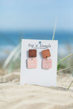 Blush Peach Square Drop Earrings