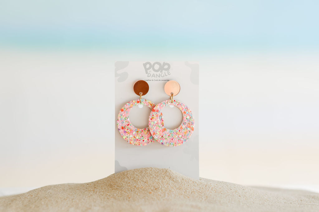 Pink Sparkle Hoop Earrings