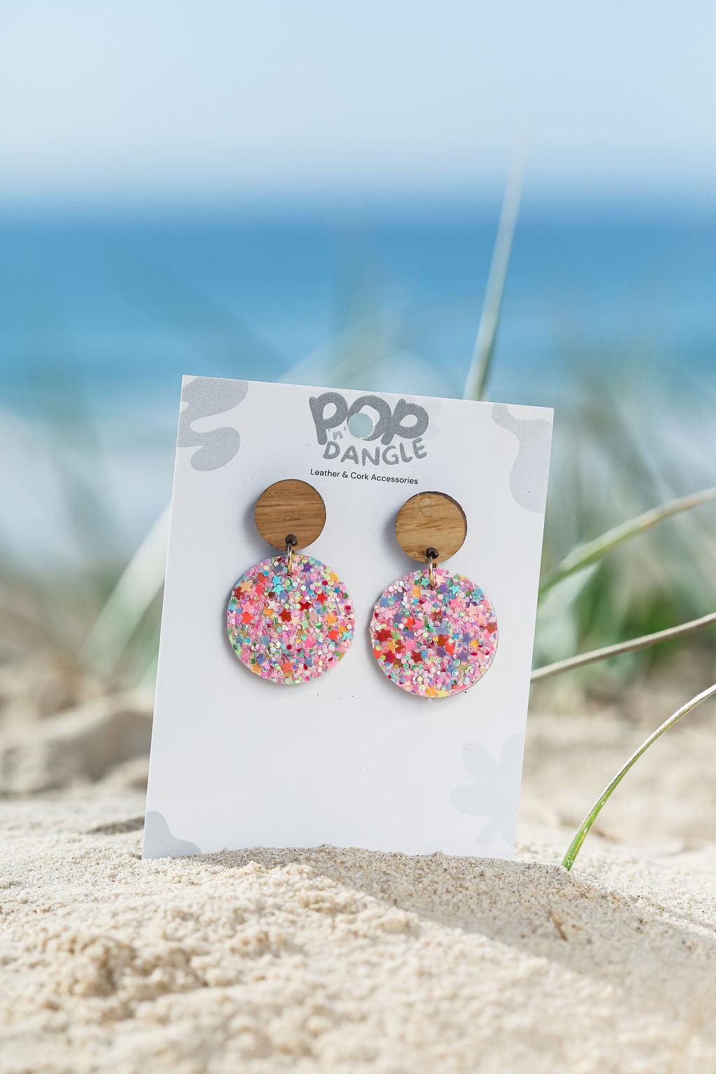 Pink Glitter Orbit Drop Earrings 20m