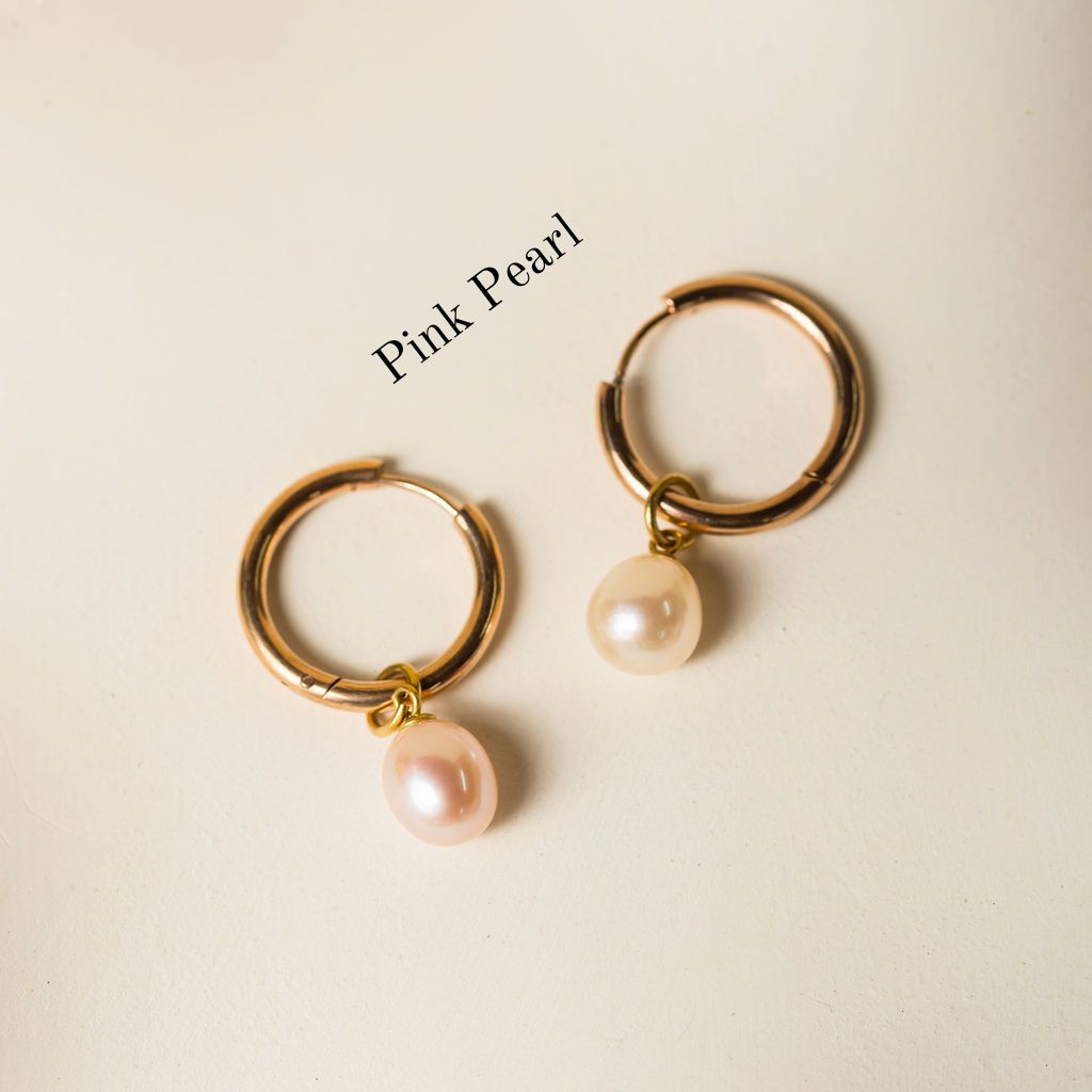 Gold Pearl Hoops