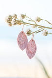 Pink Shimmer Sweet Drp Duo Leather Earrings 