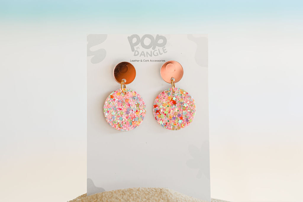 Pink Sparkle Orbit Drop Earrings 25m