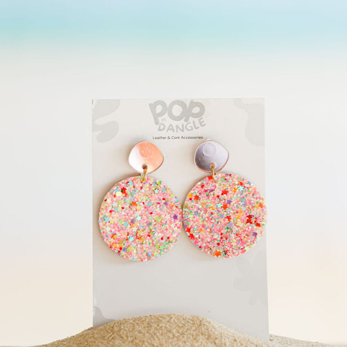 Pink Sparkle Orbit Drop Earrings 35 m