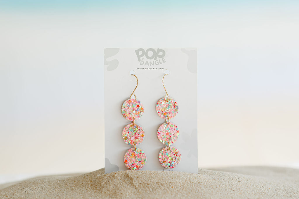 Pink Sparkle Infinity Drop Earrings 