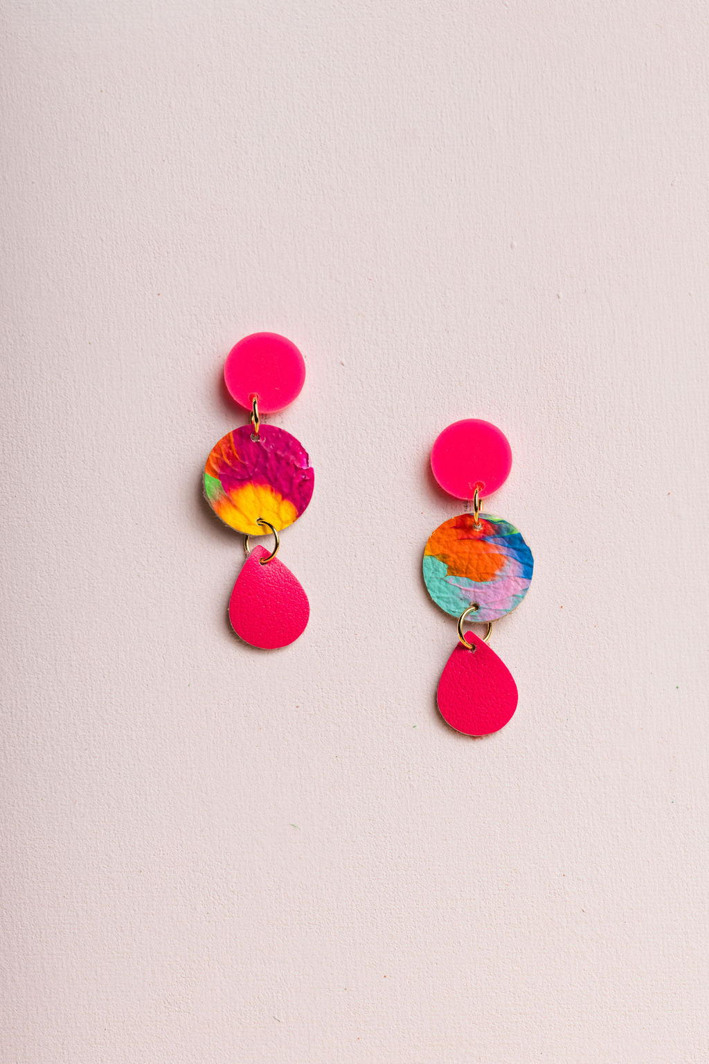 Pink_Stud_Colourpop_Drop_Leather Earrings 