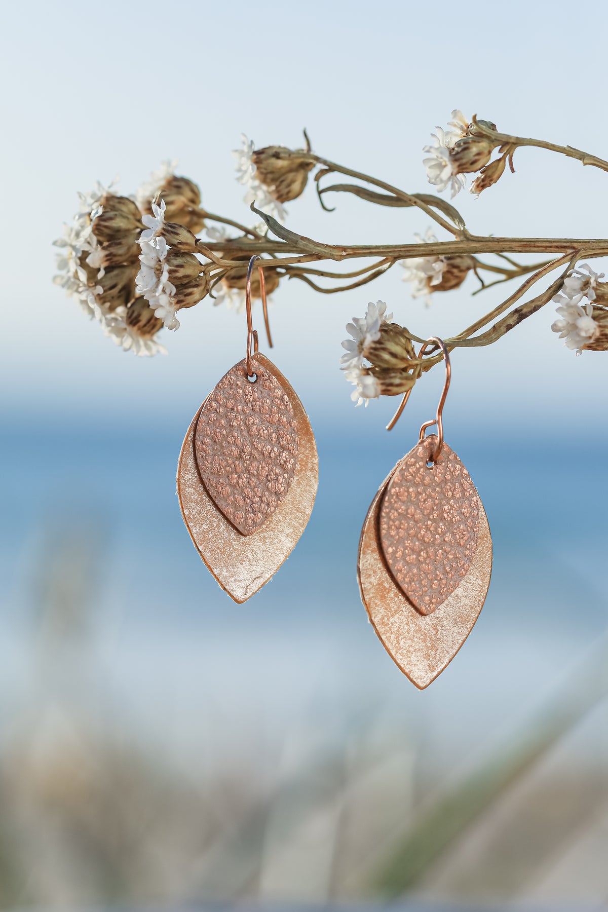 Rose Gold Kangaroo Leather earrings 