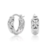 Silver hoop earrings on a white background