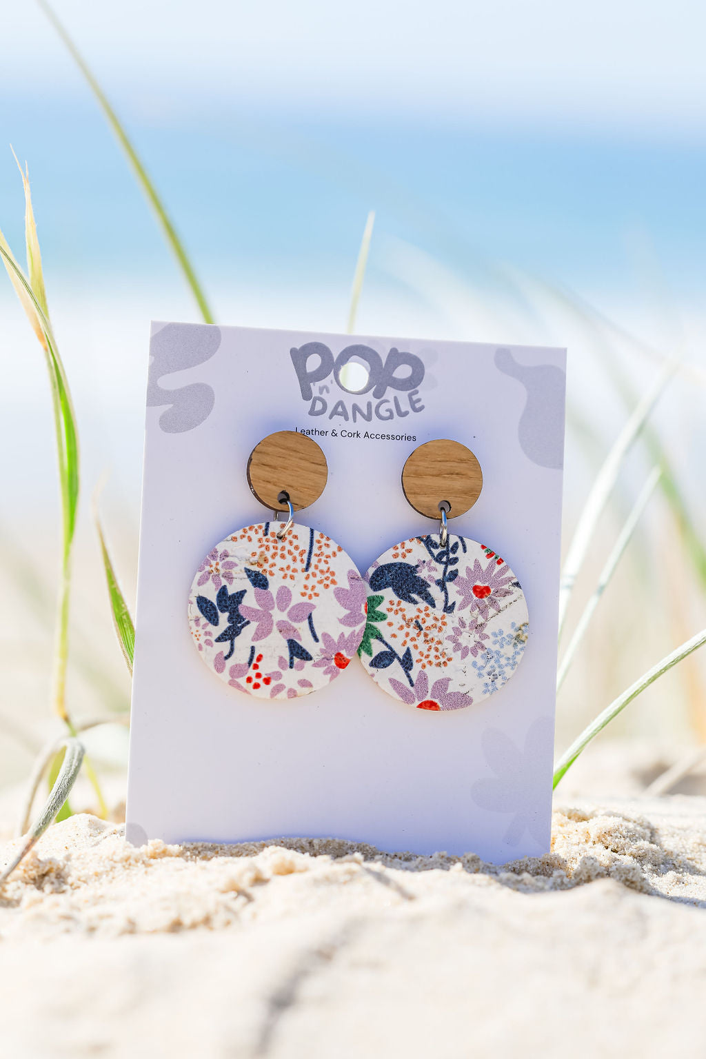 Soft Garden Orbit Drops 40mm Leather Earrings 