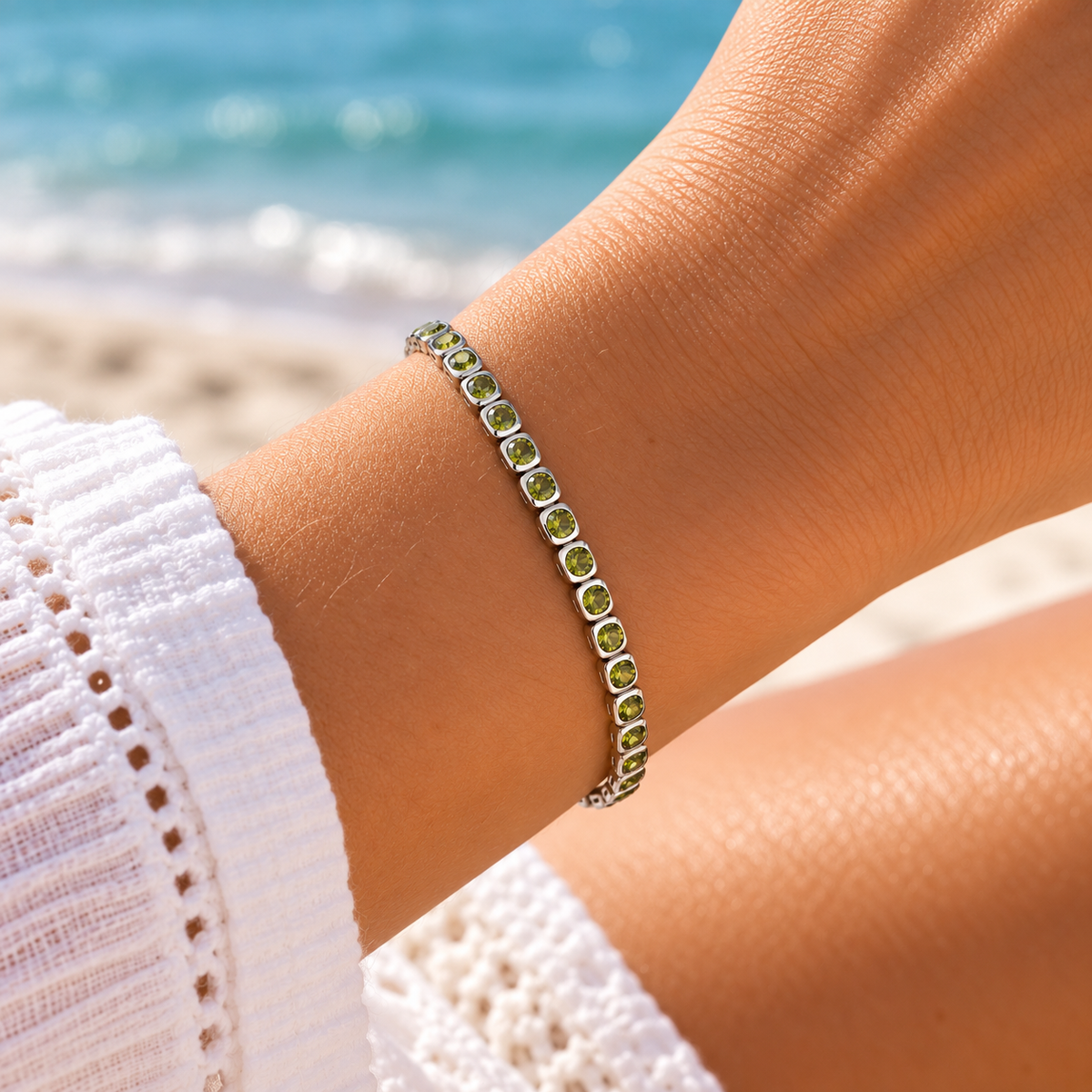 Olive Green Crystal Bracelet