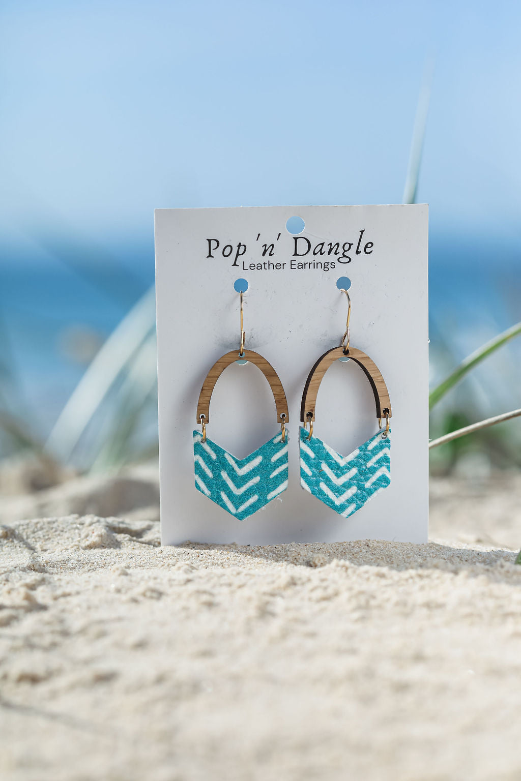 Aqua Timber Arch  Drop Earrings 