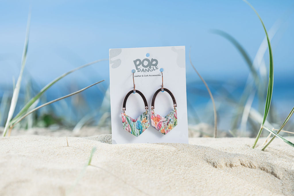 Watercolour Arch V shaped Drop Earrings 