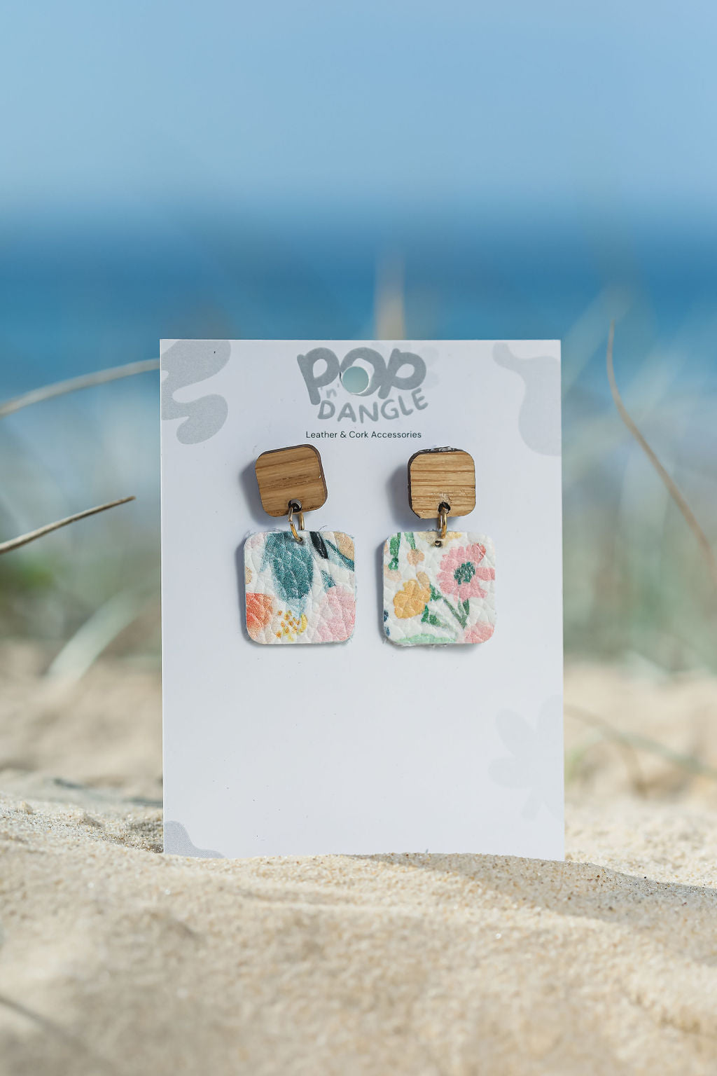 Watercolour Squares Drop  Earrings 
