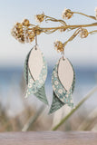 green floral triple leaf drop earrings 