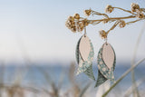green floral tripple leaf drop earrings 