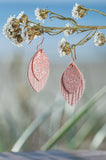 Pink Suede with pink Shimmer leather earrings 