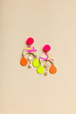 pink Solar clips leather  earrings