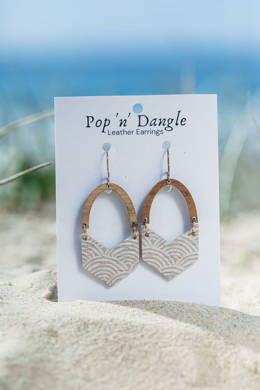 Boho Swirl Timber Arch Drop  Earrings 