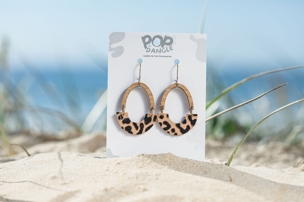 Arches Black Leopard ARC Shape Drop Earrings 