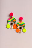 Yellow Solar clips leather  earrings
